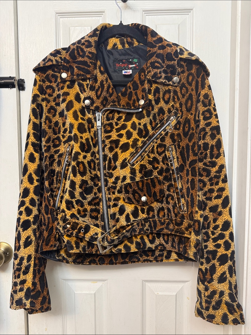 RARE Vintage Tripp USA Leopard Moto Jacket M Rocket Label 80s 90s Punk